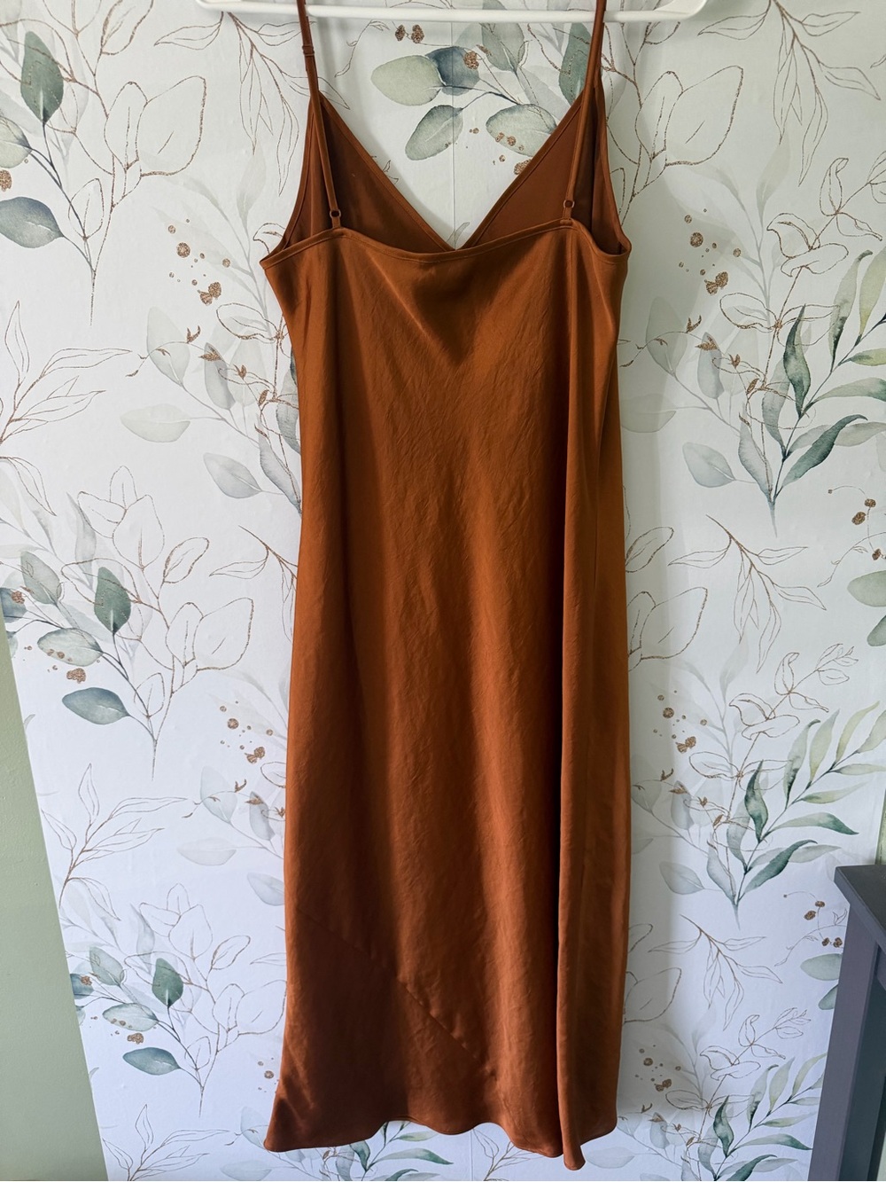 Aritzia Wilfred Only Satin Midi Slip Dress Anise Brown Orange Size M - Picture 3 of 6